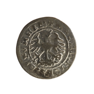Lithuanian half-grosz, Sigismund I the Old (king of Poland; 1506–1548). Obverse: Chaser (Chaser