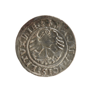 Lithuanian half-grosz, Sigismund I the Old (king of Poland; 1506–1548). Silver coin (half-grosz),