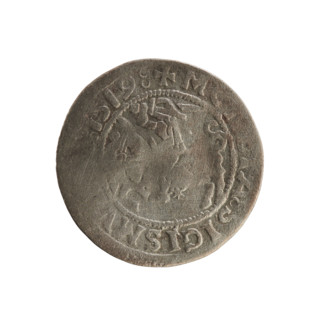 Lithuanian half-grosz, Sigismund I the Old (King of Poland; 1506–1548). Obverse: Pogon (Lithuanian