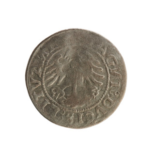 Lithuanian half-grosz, Sigismund I the Old (King of Poland; 1506–1548). Obverse: Pogon (Lithuanian