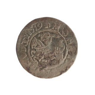 Lithuanian half-grosz, Sigismund I the Old (King of Poland; 1506–1548). Silver coin (1506–1548,
