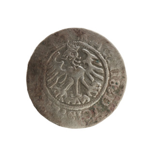 Lithuanian half-grosz, Sigismund I the Old (King of Poland; 1506–1548). Obverse: Pogon (Lithuanian