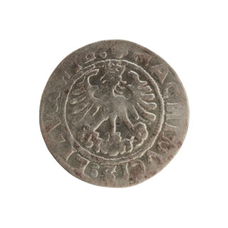 Lithuanian half-grosz, Sigismund I the Old (King of Poland; 1506–1548). Obverse: Pogon (Lithuanian