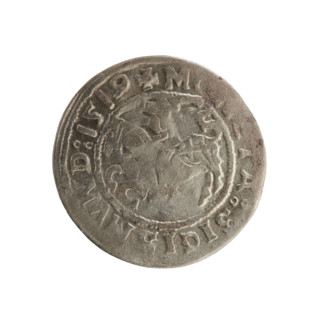 Lithuanian half-grosz, Sigismund I the Old (king of Poland; 1506–1548). Silver coin (half-grosz),