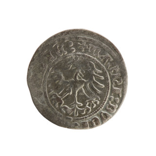 Lithuanian half-grosz, Sigismund I the Old (King of Poland; 1506–1548). Copper coin (half-grosz),