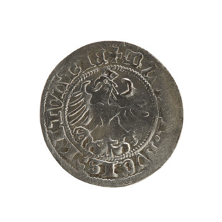 Lithuanian half-grosz, Sigismund I the Old (king of Poland; 1506–1548). Silver coin (half-grosz),