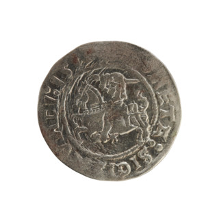 Lithuanian half-grosz, Sigismund I the Old (King of Poland; 1506–1548). Obverse: Pogon (Lithuanian