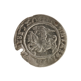 Lithuanian half-grosz, Sigismund I the Old (King of Poland; 1506–1548). Polish coin of the