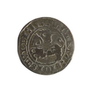 Lithuanian half-grosz, Sigismund I the Old (King of Poland; 1506–1548). Silver coin (half-grosz).