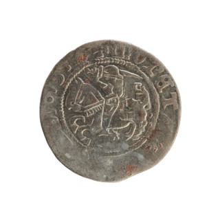 Lithuanian half-grosz, Sigismund I the Old (King of Poland; r. 1506–1548). Obverse: Pogon