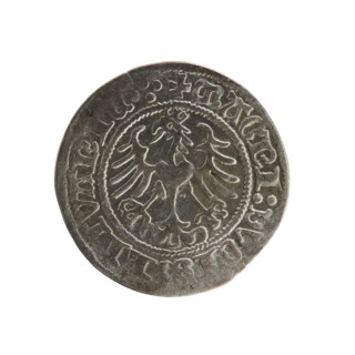 Lithuanian half-grosz of Sigismund I the Old (reigned 1506–1548). Obverse: Pogon (Lithuanian
