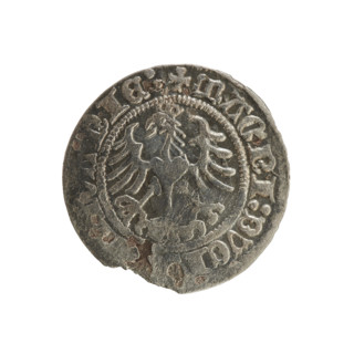 Lithuanian half-grosz, Sigismund I the Old (King of Poland; 1506–1548). Silver coin (half-grosz), c