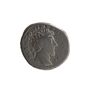 Denarius, Marcus Aurelius (121–180; Roman emperor 161–180), issuer; obverse: head of Marcus