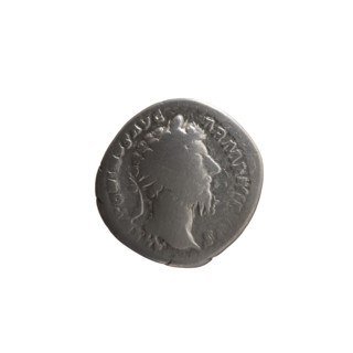 Denarius of Marcus Aurelius (121–180; Roman emperor 161–180), 165–166. Obverse: Head of Marcus