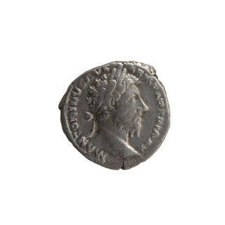 Denarius of Marcus Aurelius (121–180; Roman emperor 161–180), 168, Rome. Obverse: Head of Marcus