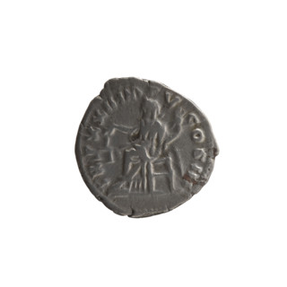 Denarius of Marcus Aurelius (reigned 161–180). Obverse: Head of Marcus Aurelius with laurel wreath