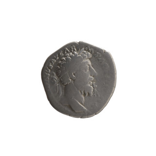 Denarius, Marcus Aurelius (121–180; Roman emperor 161–180), issuer; obverse: head of Marcus