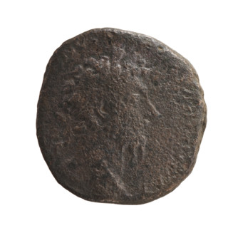 Sestertius of Marcus Aurelius (121–180; Roman emperor 161–180). Obverse: Head of Marcus Aurelius in