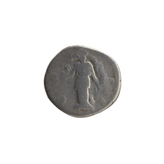 Denarius of Marcus Aurelius (121–180; Roman emperor 161–180). Obverse: Head of Marcus Aurelius in a