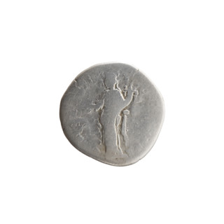 Denarius of Marcus Aurelius (121–180; Roman emperor 161–180). Obverse: Head of Marcus Aurelius with