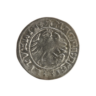 Lithuanian half-grosz, Sigismund I the Old (king of Poland; 1506–1548). Obverse: Pogon (Lithuanian