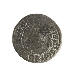 Lithuanian half-grosz, Sigismund I the Old (King of Poland; 1506–1548). Obverse: Pogon (Lithuanian