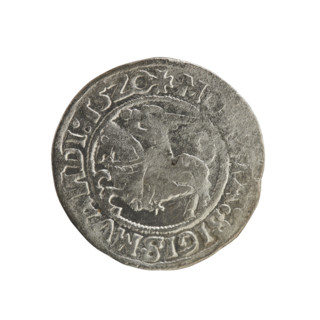 Lithuanian half-grosz, Sigismund I the Old (king of Poland; 1506–1548). Silver coin (half-grosz),