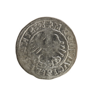 Lithuanian half-grosz, Sigismund I the Old (king of Poland; 1506–1548). Obverse: Pogon (Lithuanian
