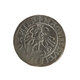 Lithuanian half-grosz, Sigismund I the Old (king of Poland; 1506–1548). Silver coin (half-grosz),