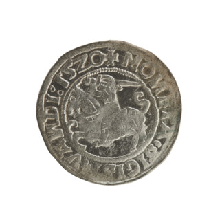 Lithuanian half-grosz, Sigismund I the Old (king of Poland; 1506–1548). Silver coin (half-grosz),