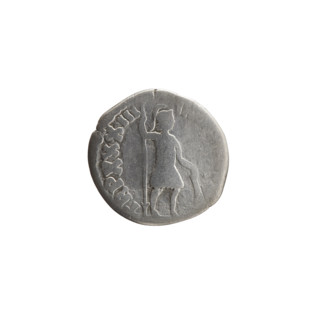 Denarius of Marcus Aurelius (121–180; Roman emperor 161–180). Obverse: Head of Marcus Aurelius with
