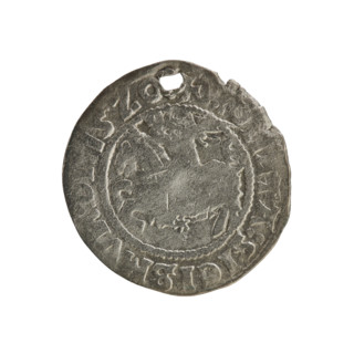 Lithuanian half-grosz, Sigismund I the Old (king of Poland; 1506–1548). R8 (rarity). Polish coin of