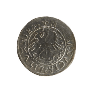 Lithuanian half-grosz, Sigismund I the Old (king of Poland; 1506–1548). R8 (rarity). Polish coin of