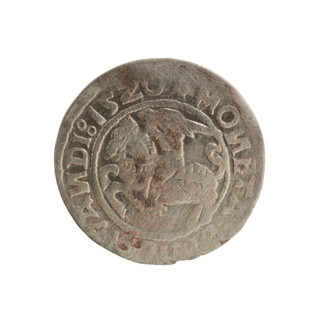 Lithuanian half-grosz, Sigismund I the Old (King of Poland; 1506–1548). Obverse: Pogon (Lithuanian