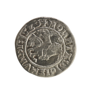 Lithuanian half-grosz, Sigismund I the Old (king of Poland; 1506–1548). Silver coin (half-grosz),