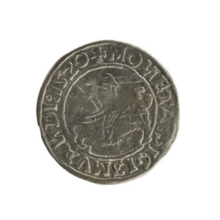 Lithuanian half-grosz, Sigismund I the Old (king of Poland; 1506–1548). R8 (rarity). Polish coin of