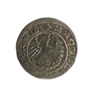 Lithuanian half-grosz, Sigismund I the Old (king of Poland; 1506–1548). Silver coin (half-grosz),