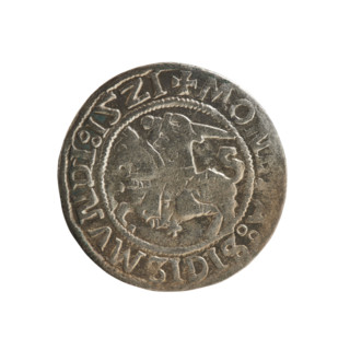 Lithuanian half-grosz, Sigismund I the Old (king of Poland; 1506–1548). Silver coin (half-grosz),