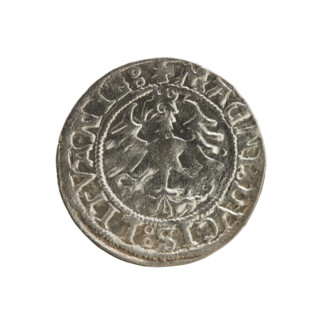 Lithuanian half-grosz, Sigismund I the Old (king of Poland; 1506–1548). Silver coin (half-grosz),