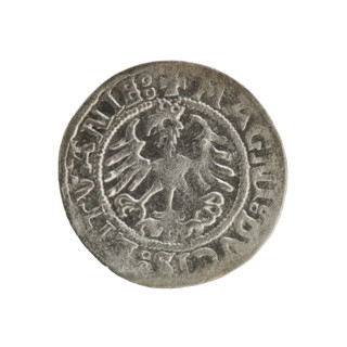 Lithuanian half-grosz, Sigismund I the Old (king of Poland; 1506–1548). Silver coin (half-grosz),