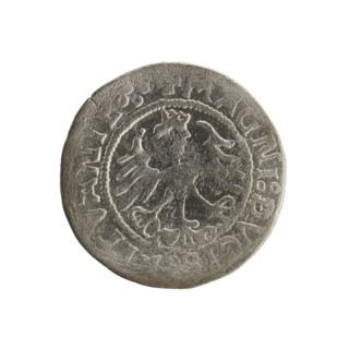 Lithuanian half-grosz, Sigismund I the Old (king of Poland; 1506–1548). Silver coin (half-grosz),