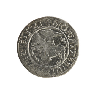 Lithuanian half-grosz, Sigismund I the Old (king of Poland; 1506–1548). Silver coin (half-grosz),