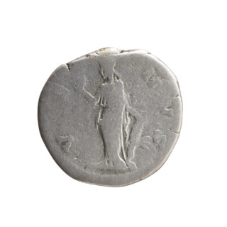 Denarius of Faustina the Younger (ca. 130–176; Roman Empress 161–176; Augusta 147–161). Obverse:
