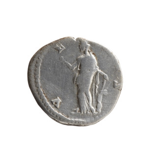 Denarius depicting Faustina the Younger (ca. 130–176; Roman empress 161–176; Augusta), obverse: