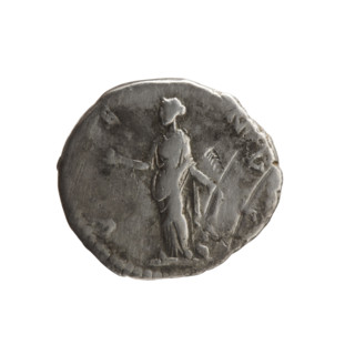 Denarius of Faustina the Younger (ca. 130–176; Roman empress 161–176; Augusta 147–161). Obverse:
