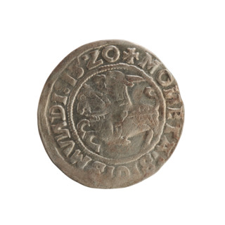 Lithuanian half-grosz, Sigismund I the Old (king of Poland; 1506–1548). Obverse: Pogon (Lithuanian