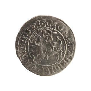 Half-grosz (1521) of Sigismund I the Old (king of Poland, 1506–1548). Obverse: Pogon (Lithuanian