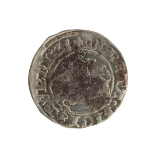Lithuanian half-grosz, Sigismund I the Old (King of Poland; 1506–1548). Obverse: Pogon (coat of