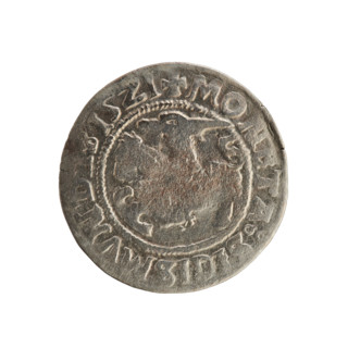 Lithuanian half-grosz, Sigismund I the Old (King of Poland; 1506–1548). Obverse: Pogon (Lithuanian