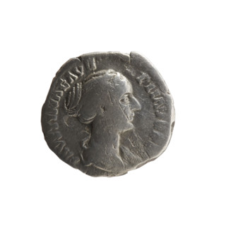 Denarius depicting Faustina the Younger (ca. 130–176; Roman empress 161–176; Augusta 147–161).